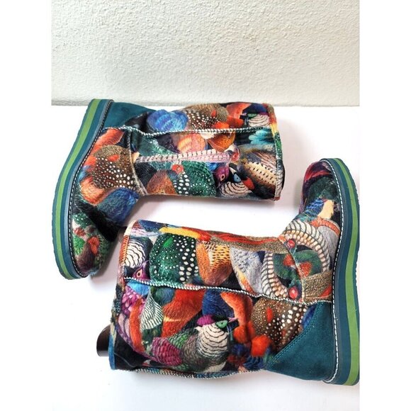 Desigual Authentic Women's Flat Velvet Mid Calf Panda Festival Boots Size 39 - Picture 7 of 13